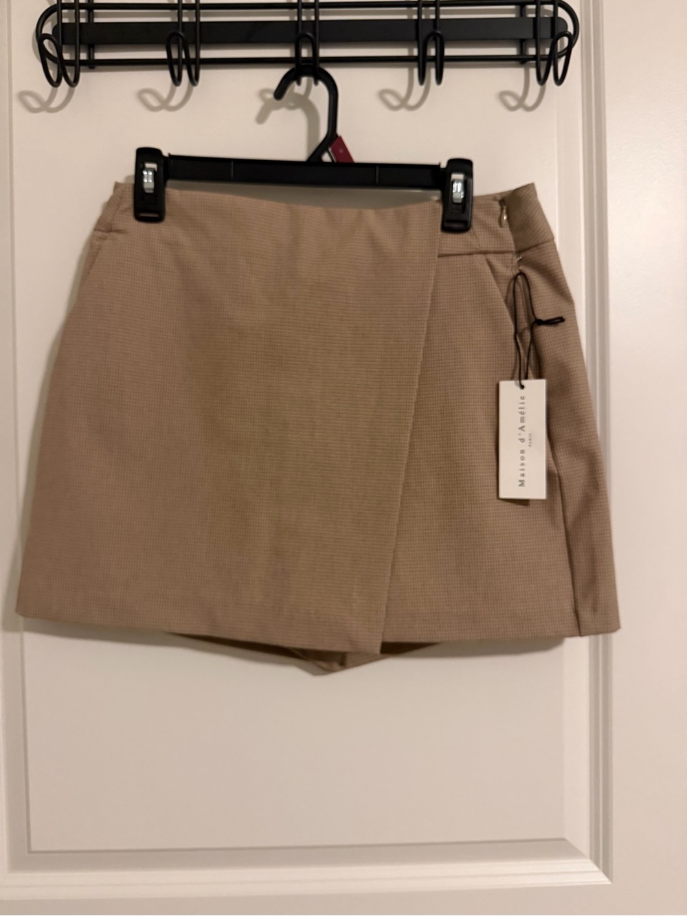 Beige Striped Mini Skort